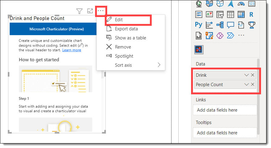 Adding fields to data and then clicking edit