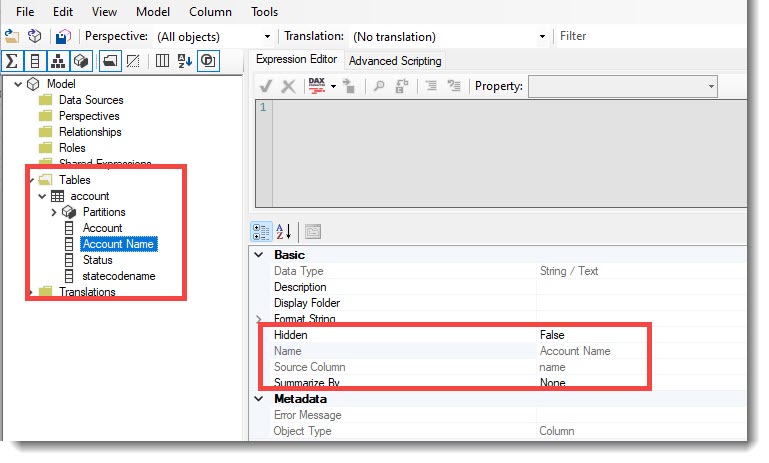 Exploring the dataverse connector data in Tabular Editor 2