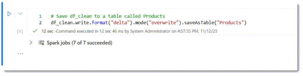 Final code block with the save to table code