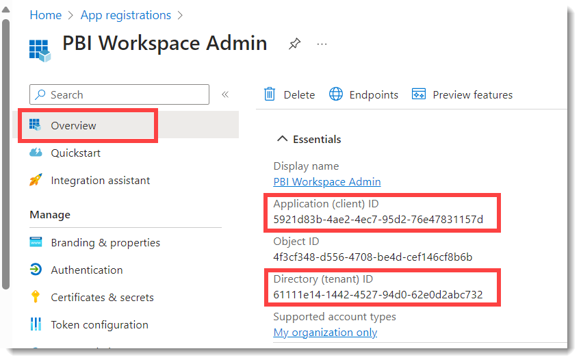 Finding the Client ID and Tenant ID