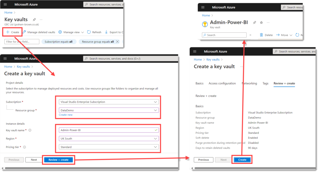 Steps to create an Azure Key Vault