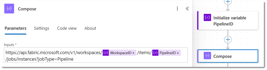 Compose step containing the above code